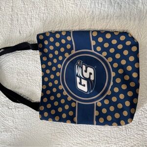 GEORGIA SOUTHERN Navy and Gold Polka Dot Tote Bag